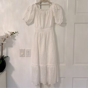 Betsey Johnson White Eyelet Off the Shoulder Dress